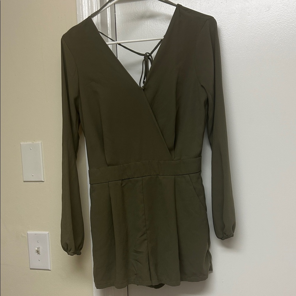 Olive Green Long Sleeve Romper